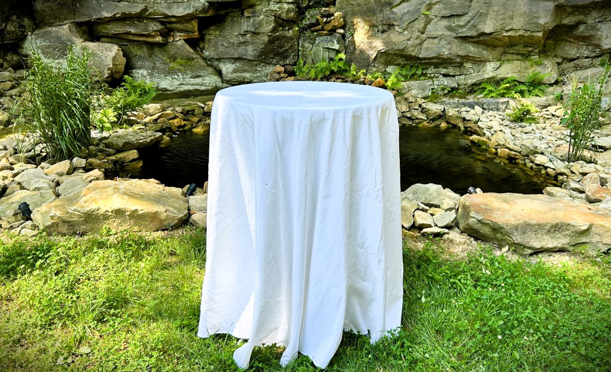 our cocktail table - shown with optional white linen